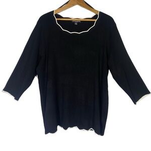 Cable & Gauge women's plus size 1X 3/4 sleeve black knit pullover top